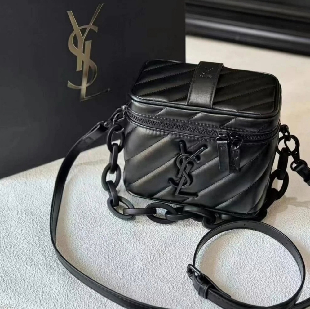 YSL Beaute Vanity Case VIP GIFT YVES Saint Laurent Bag Black Quilted Chain NEW